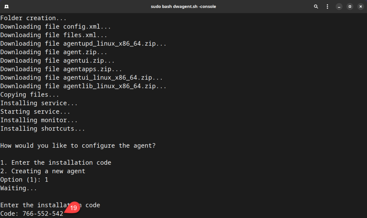 Linux – Install the Agent with Code (console) – DWService – Docs