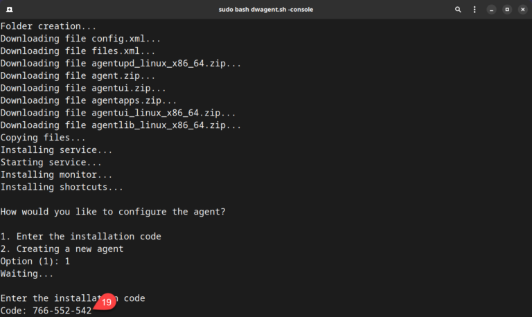 Linux – Install the Agent with Code (console) – DWService – Docs