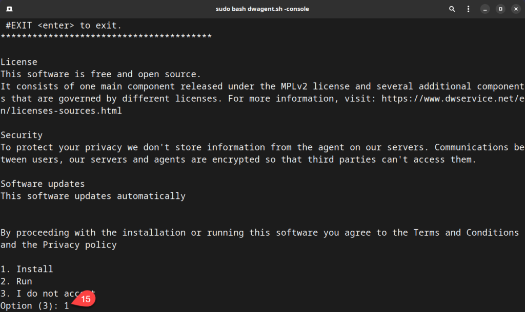 Linux – Install the Agent with Code (console) – DWService – Docs