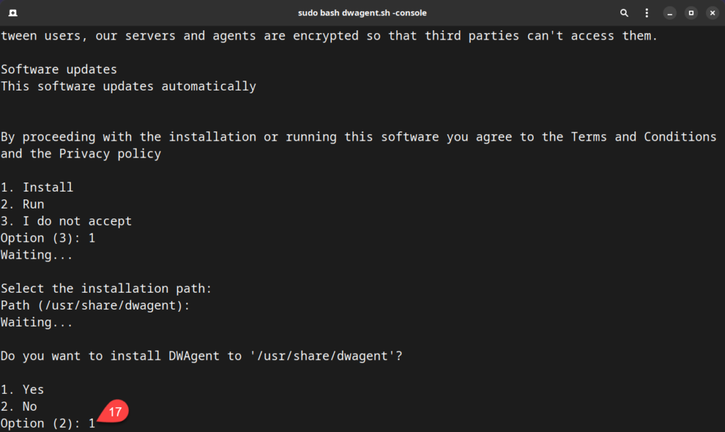 Linux – Install the Agent with Code (console) – DWService – Docs