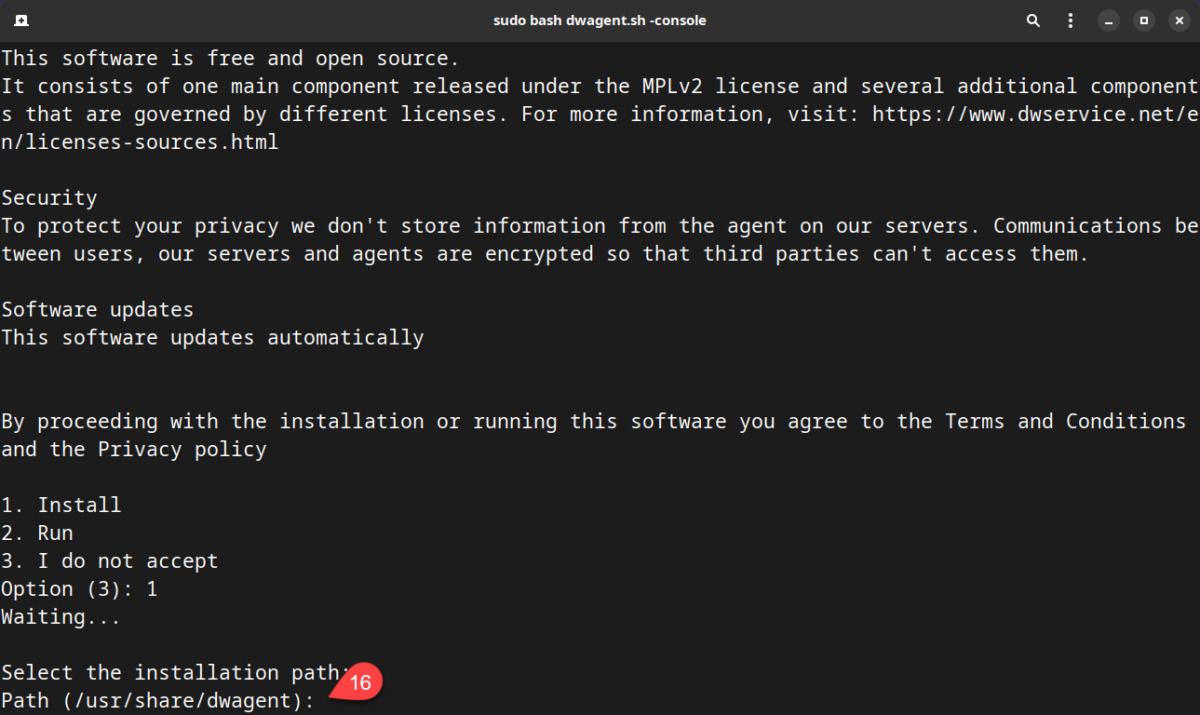 Linux – Install the Agent with Code (console) – DWService – Docs