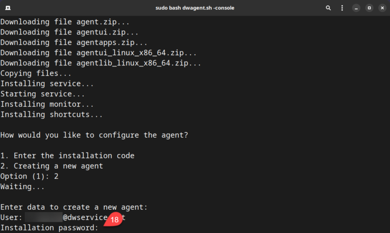 Linux – Install the Agent with Credentials (console) – DWService – Docs